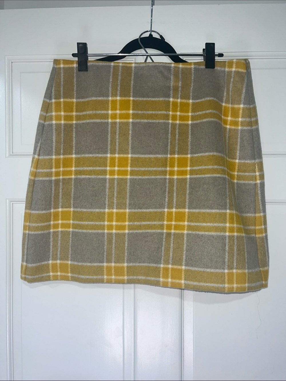 LOFT Plaid Mini Skirt in Yellow and Taupe